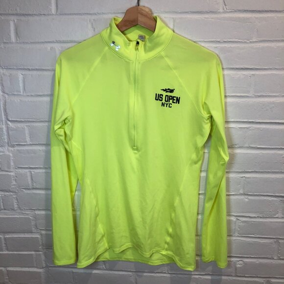 Under Armour US Open Tennis NYC Quarter Zip Pullover Neon Yellow Women's Small - Picture 1 of 7